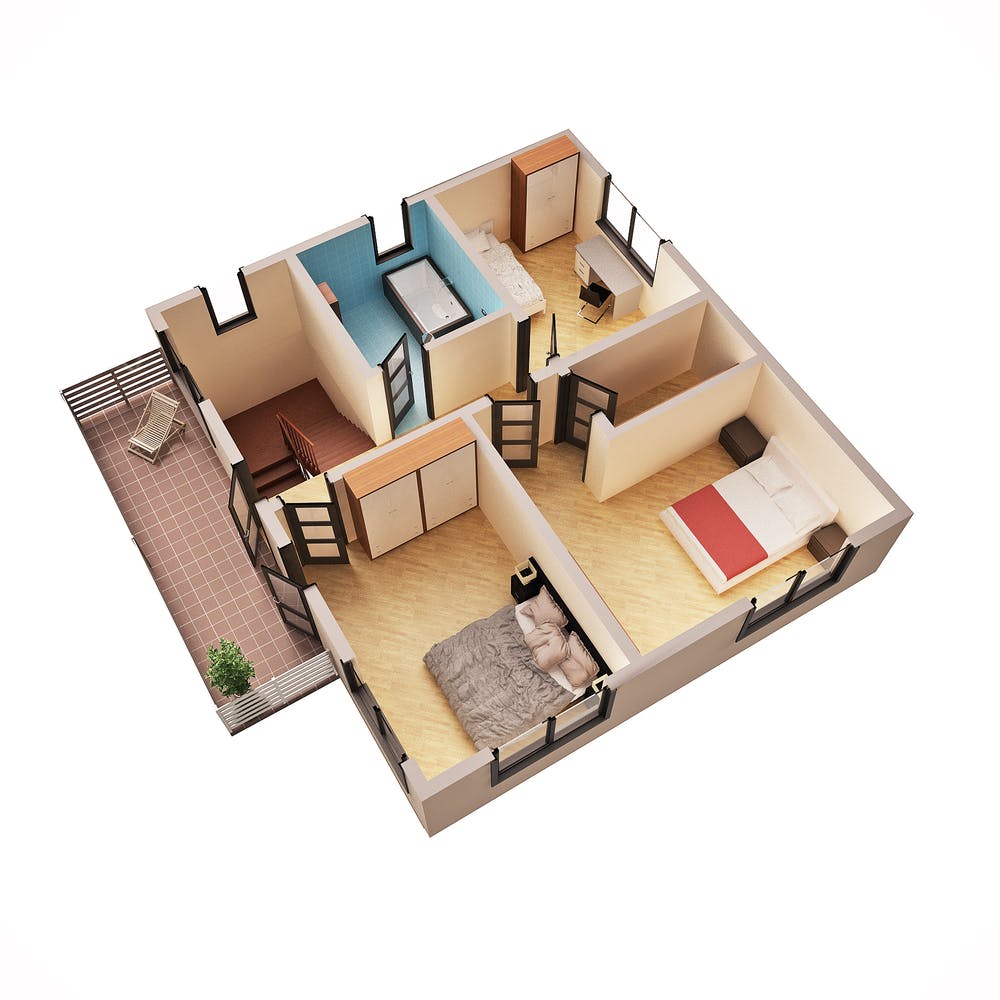 plan 3d vedere de sus